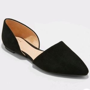 NWT REBECCA 'a new day' microsuede point toe flats